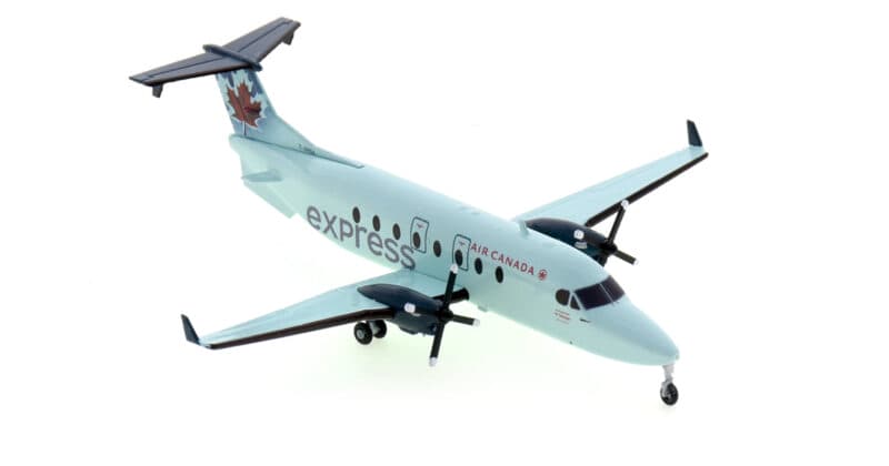 Front starboard side view of 3D Design Deck 3DD0081 - 1/200 scale plastic diecast model of the Beechcraft 1900D, registration C-GHGA in Air Canada Express livery.