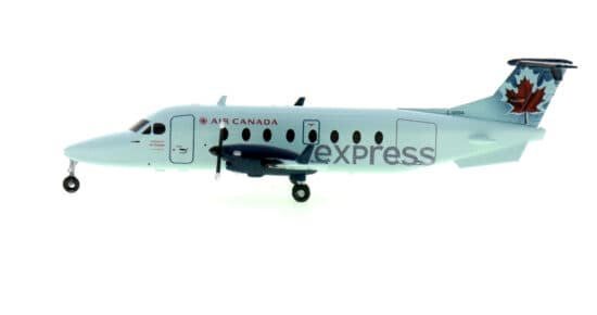 Port side view of 3D Design Deck 3DD0081 - 1/200 scale plastic diecast model of the Beechcraft 1900D, registration C-GHGA in Air Canada Express livery.